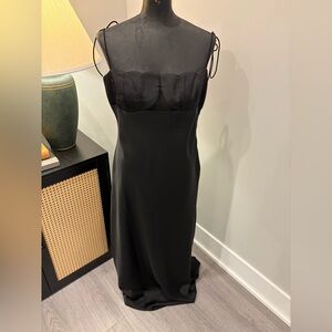 NWT Commense Black Full Length Gown Satin Maxi Dress Size XL Formal